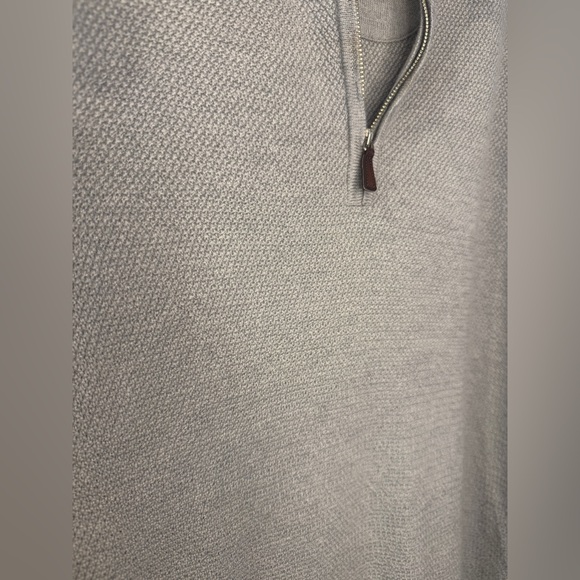 Allen Edmonds Merino Wool 1/4 Zip Sweater Gray XL 2XL Made in Italy Waffle Knit - Picture 11 of 13